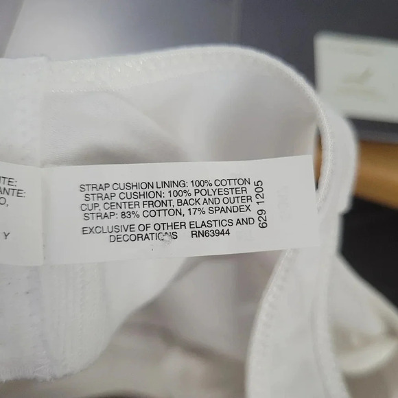 34B Hanes G367 Cotton Wireless Wire Free Sports‎ Bra White NWT - Picture 5 of 7